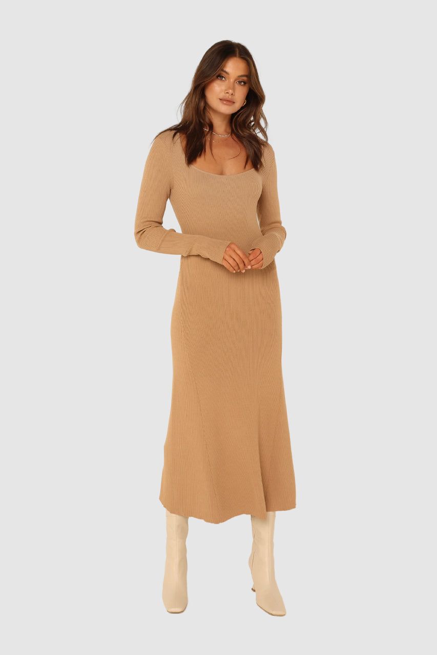 Melanie Knit Midi Dress | Latte sold by Madison