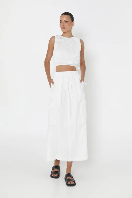 Kasey Midi Skirt | White sold by Madison