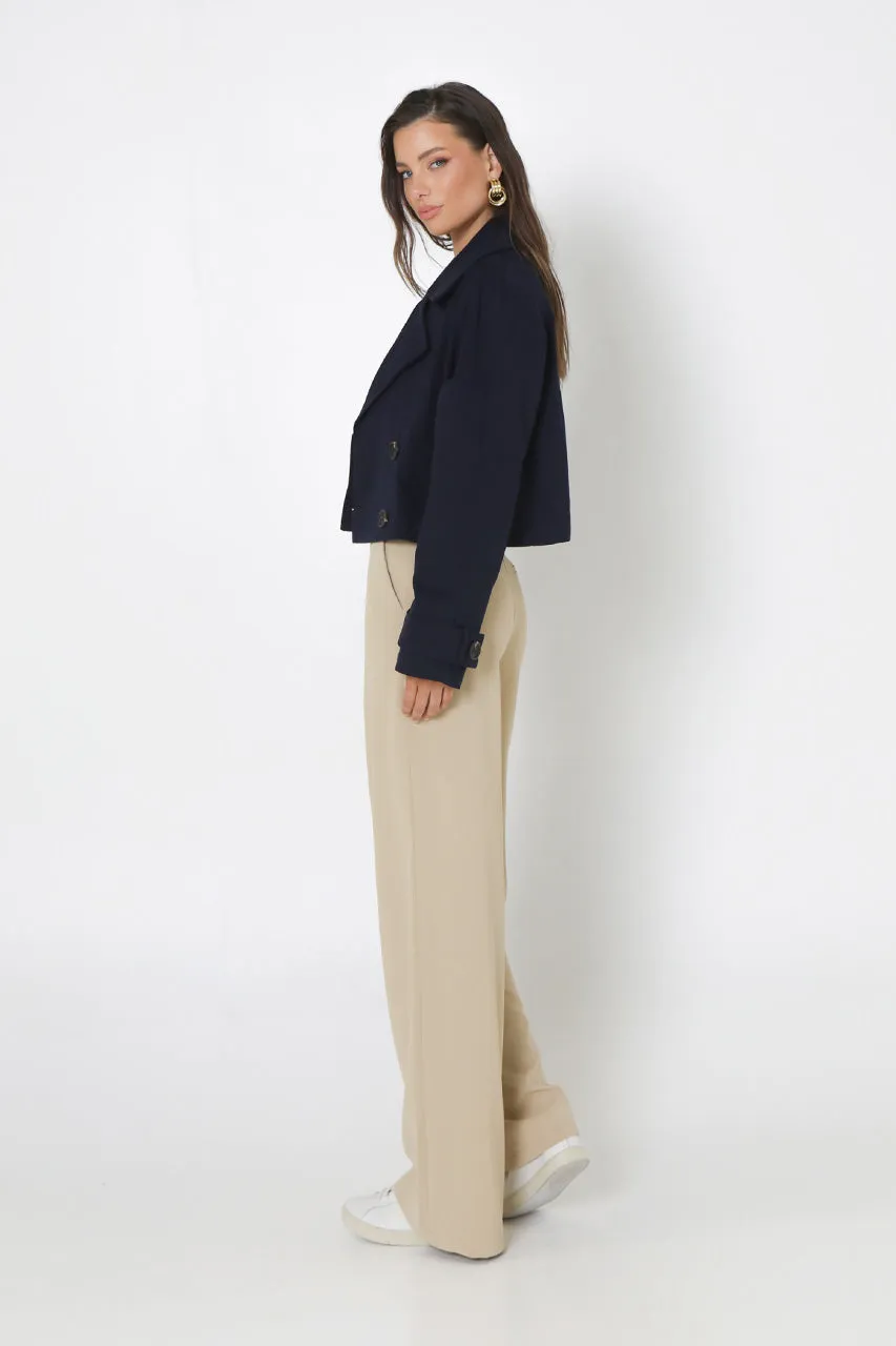 Eva Cropped Trench | Navy sold by Madison product image thumbnail 5
