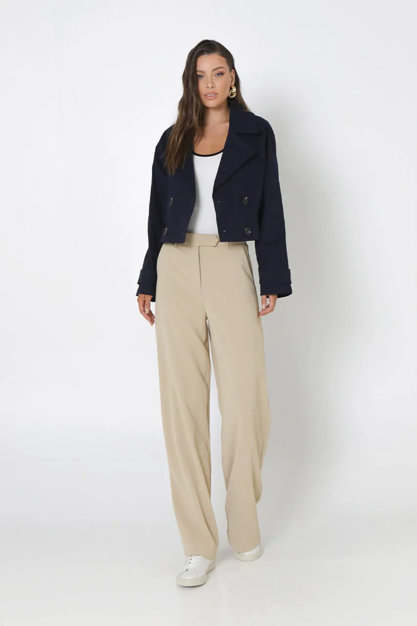 Eva Cropped Trench | Navy sold by Madison product image thumbnail 3