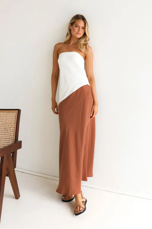 Joanna Maxi Dress | White & Hazelnut sold by Madison