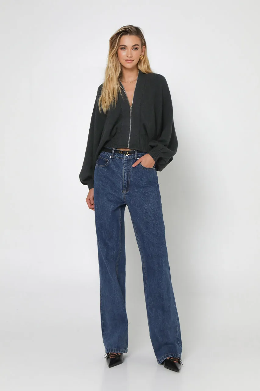 Finn Zip Knit Cardigan | Charcoal sold by Madison product image thumbnail 2