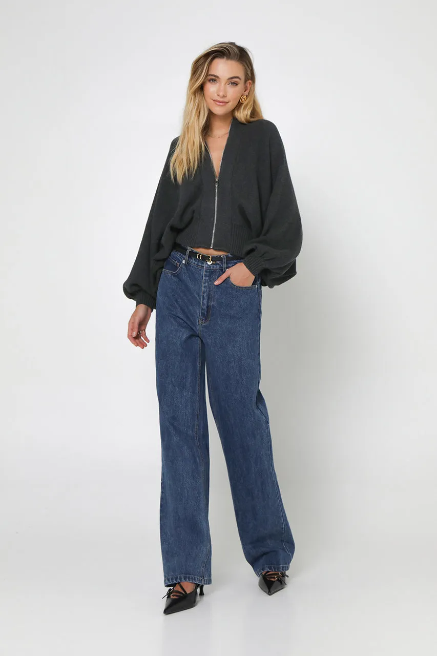 Finn Zip Knit Cardigan | Charcoal sold by Madison product image thumbnail 5