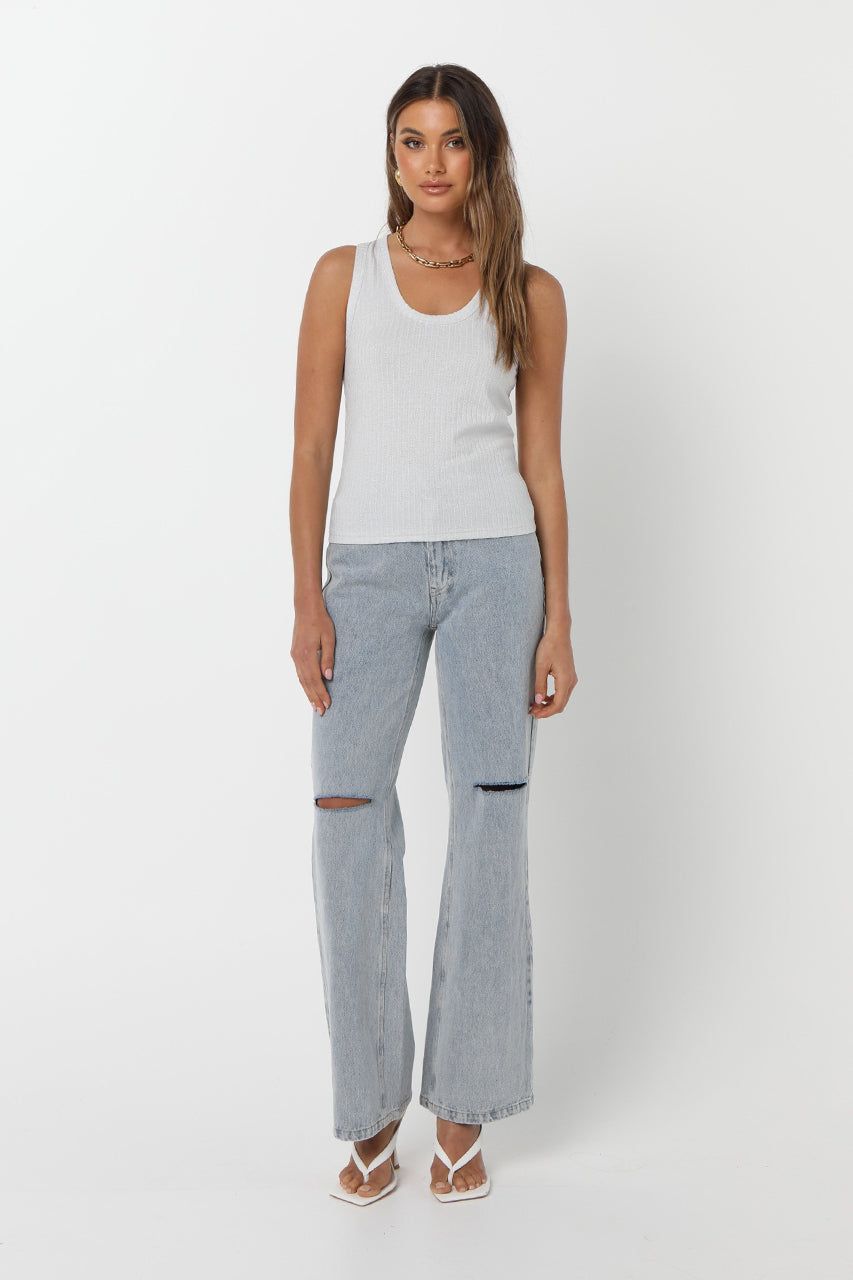 Sinclair Lurex Tank | Silver sold by Madison