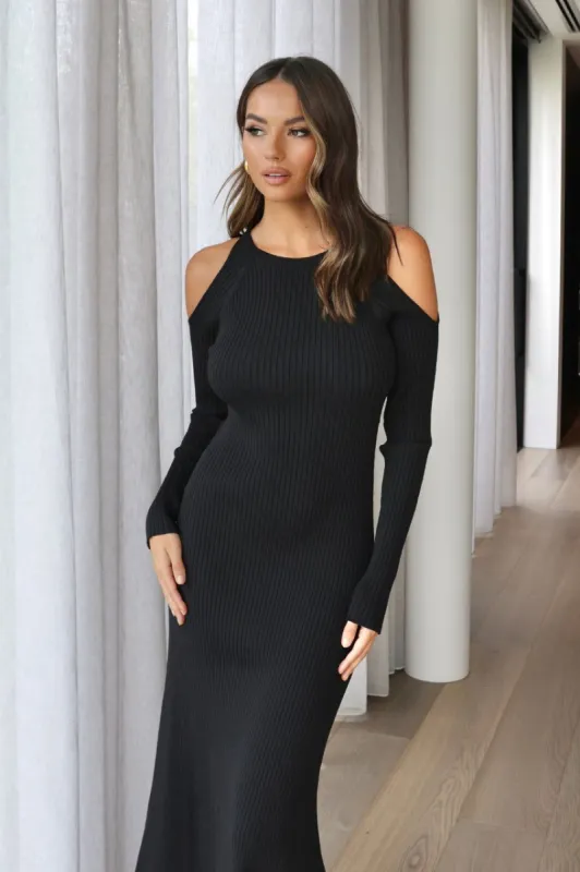 Evelyn Knit Midi Dress | Black sold by Madison
