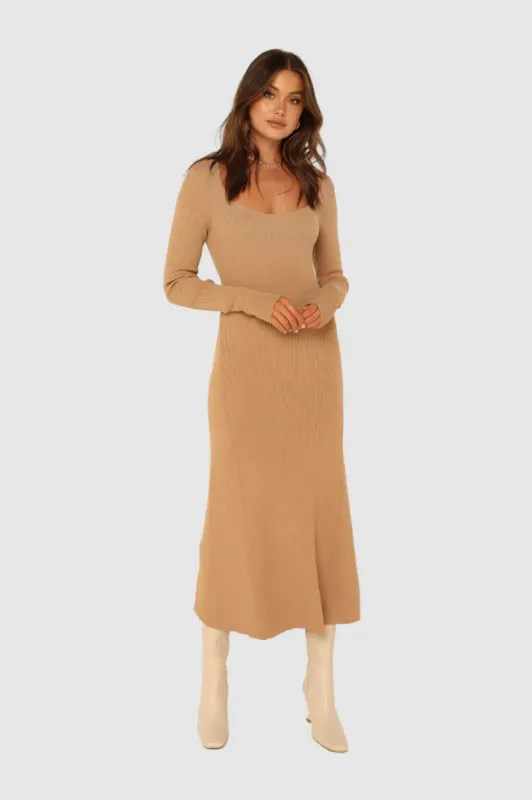 Melanie Knit Midi Dress | Latte sold by Madison