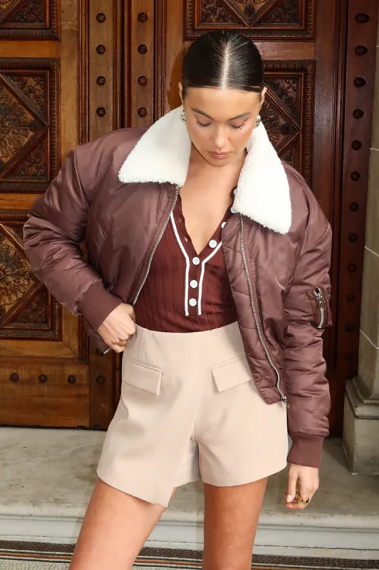 Seth Bomber Jacket | Choc sold by Madison