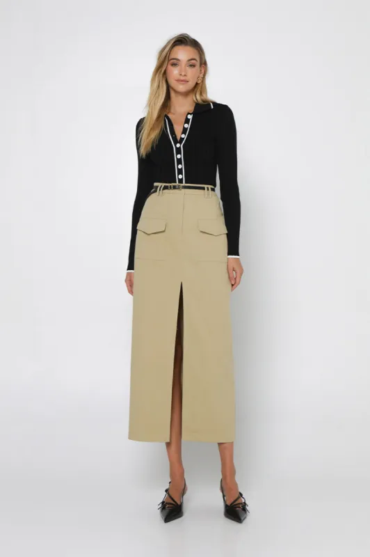 Evan Midi Skirt | Moss sold by Madison