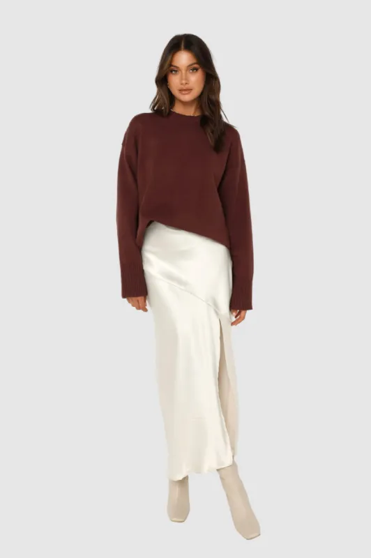 June Knit Jumper | Choc sold by Madison