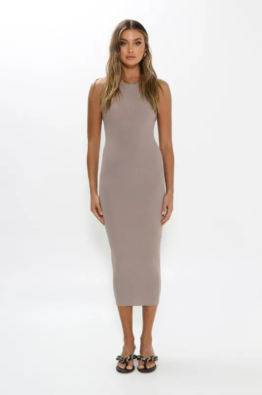 Devon Knit Midi Dress | Taupe sold by Madison