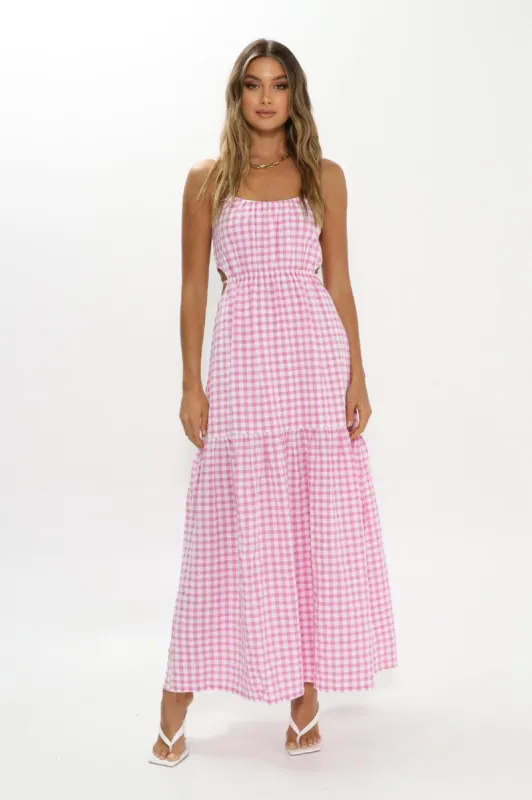 Elyse Maxi Dress | Pink Gingham sold by Madison