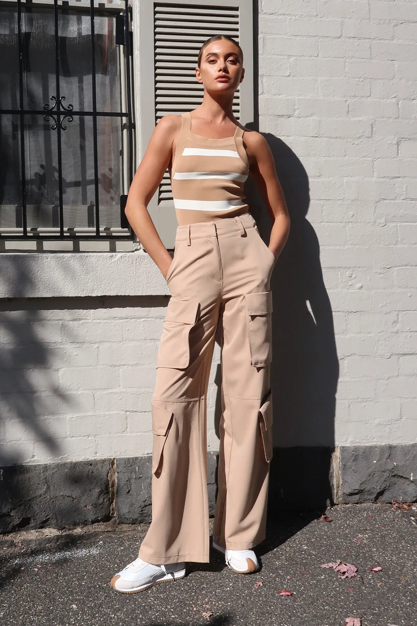 Alice Knit Top | Camel/White sold by Madison