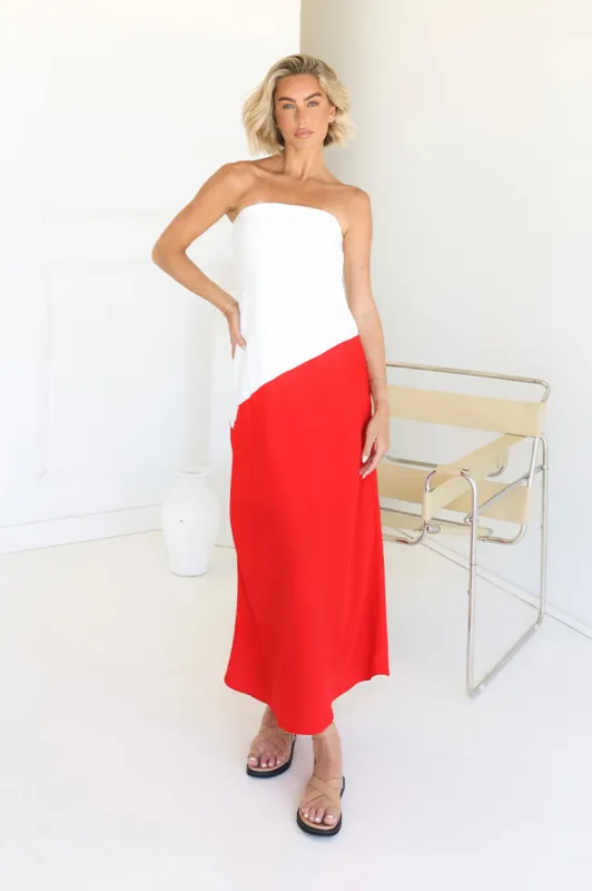 Joanna Maxi Dress | White & Red sold by Madison