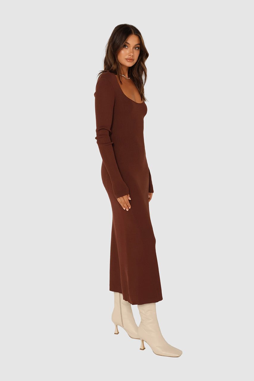 Melanie Knit Midi Dress | Choc sold by Madison product image thumbnail 3