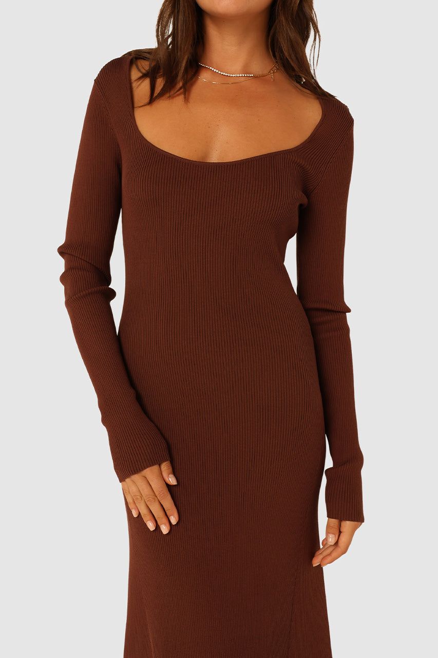 Melanie Knit Midi Dress | Choc sold by Madison product image thumbnail 5