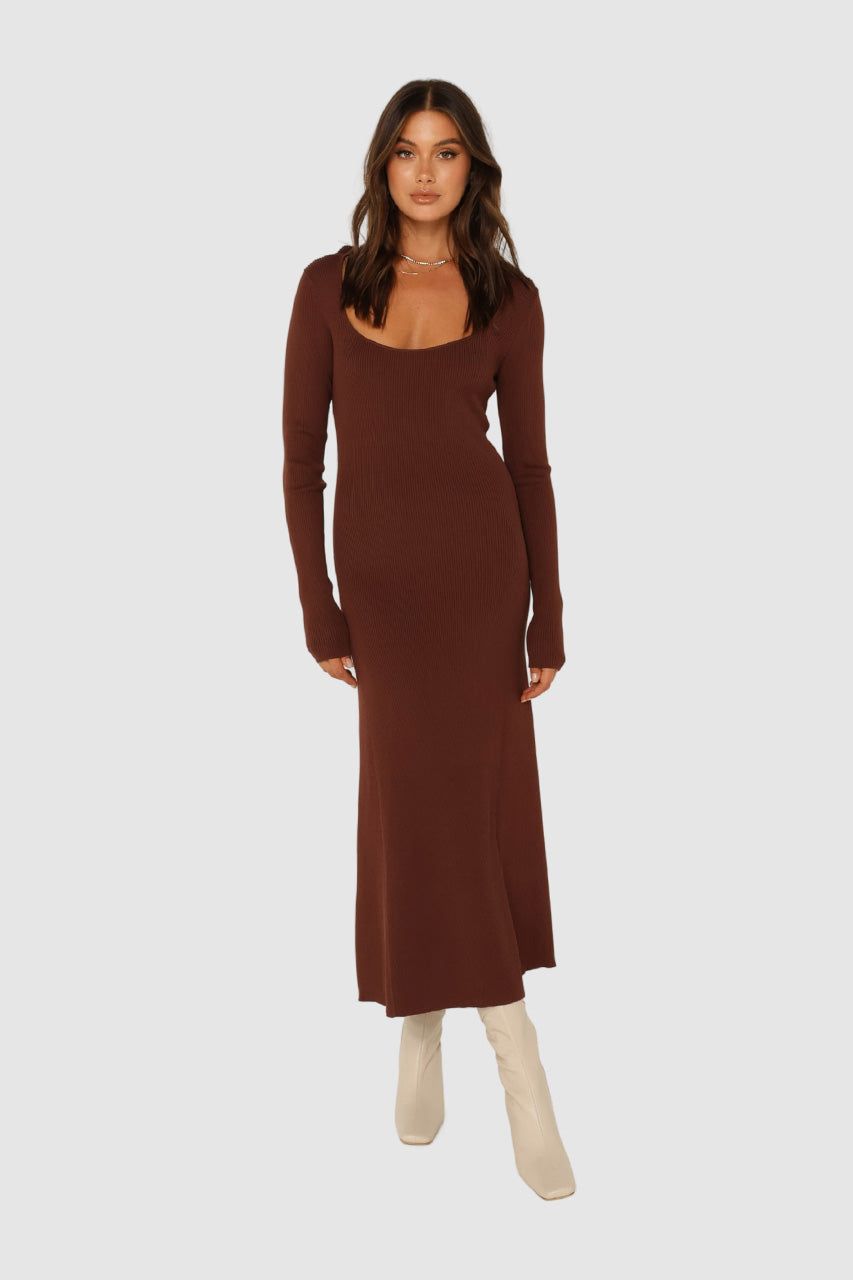 Melanie Knit Midi Dress | Choc sold by Madison product image thumbnail 2