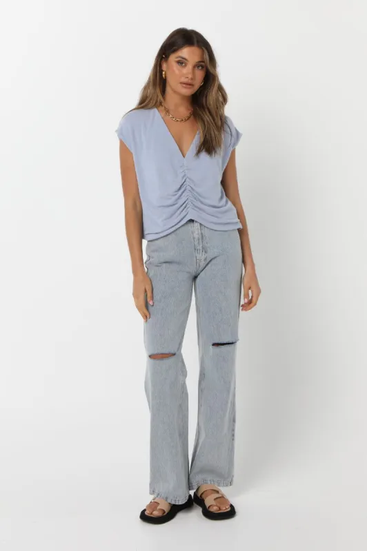 Gracie Top | Powder Blue sold by Madison
