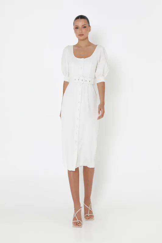 Darci Midi Dress | White sold by Madison