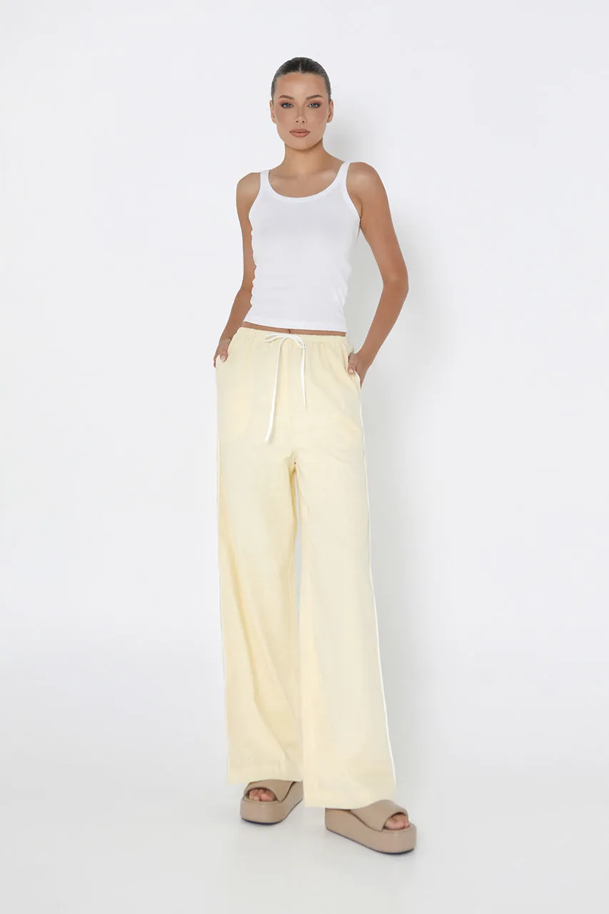 Clara Pants | Lemon/White sold by Madison