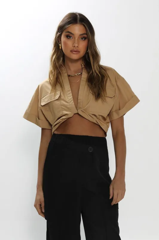 Ivana Twist Shirt | Stone sold by Madison