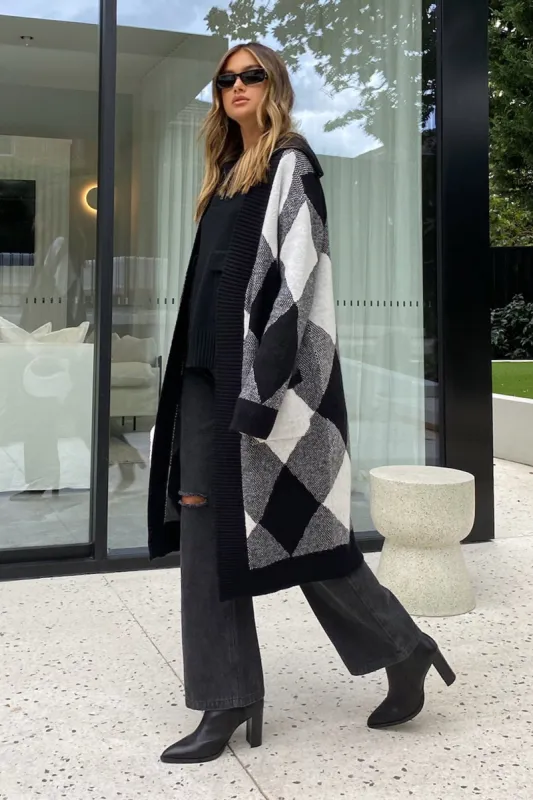 Diamond Knit Cardigan | Black sold by Madison