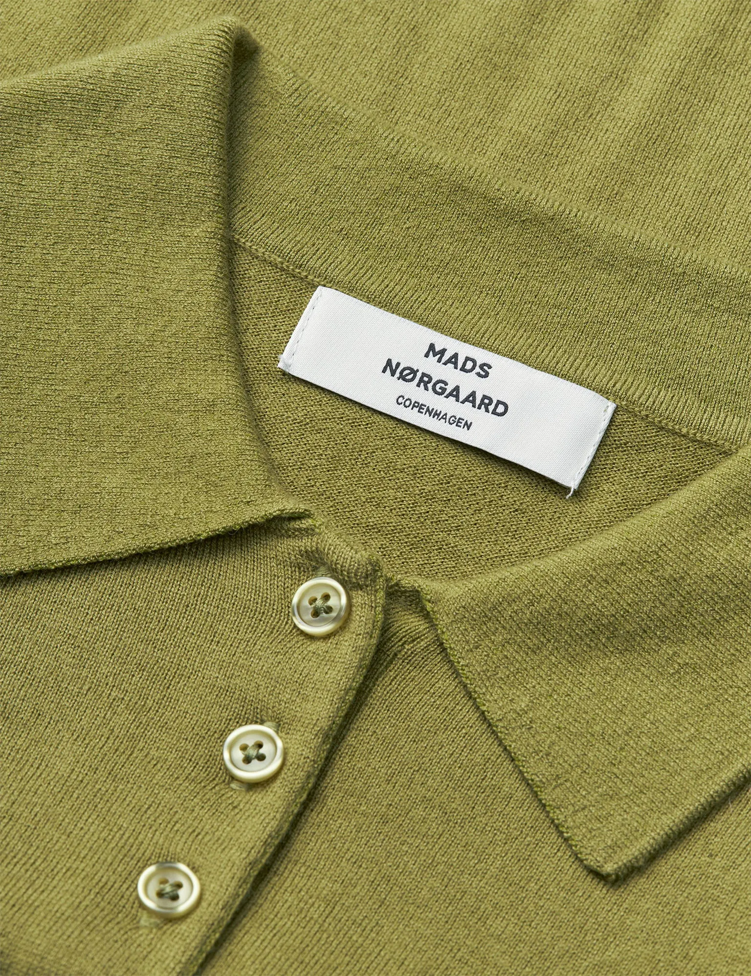 Fine Merino Rosa Polo Knit, Green Olive sold by Mads Norgaard product image thumbnail 4