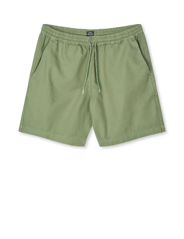 Dyed Canvas Beach Shorts, Oil Green made by Mads Norgaard
