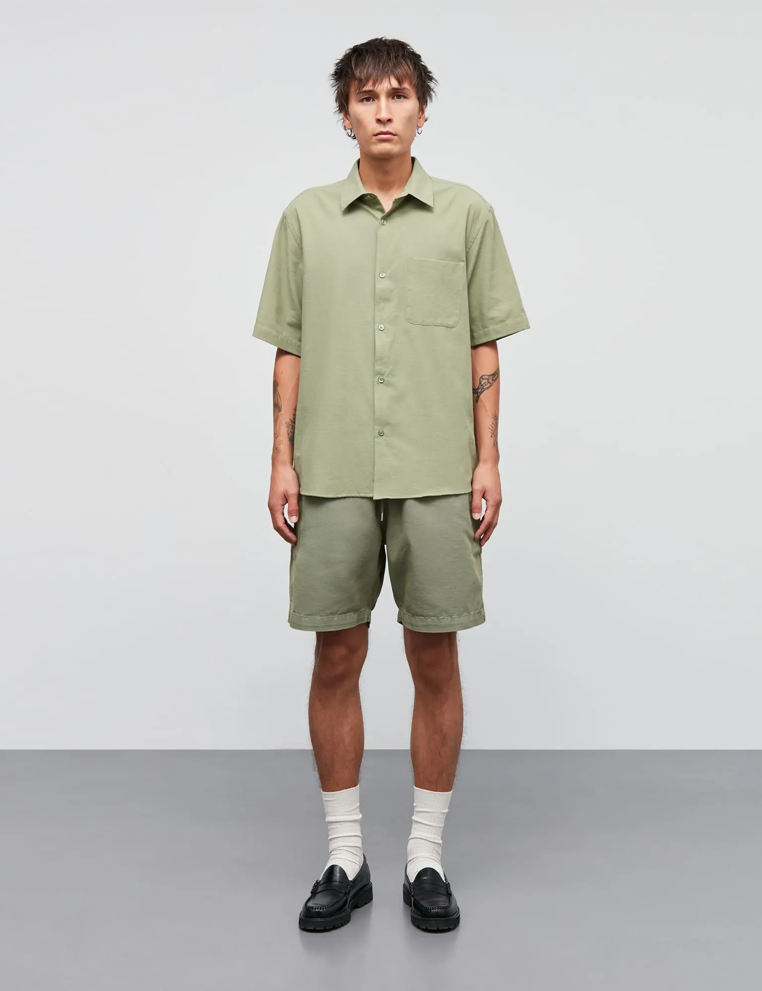 Dyed Canvas Beach Shorts, Oil Green sold by Mads Norgaard product image thumbnail 2