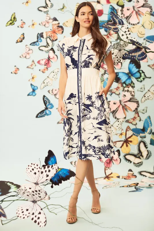 Dulcie Shirtdress in Riviera Border sold by Maggy London