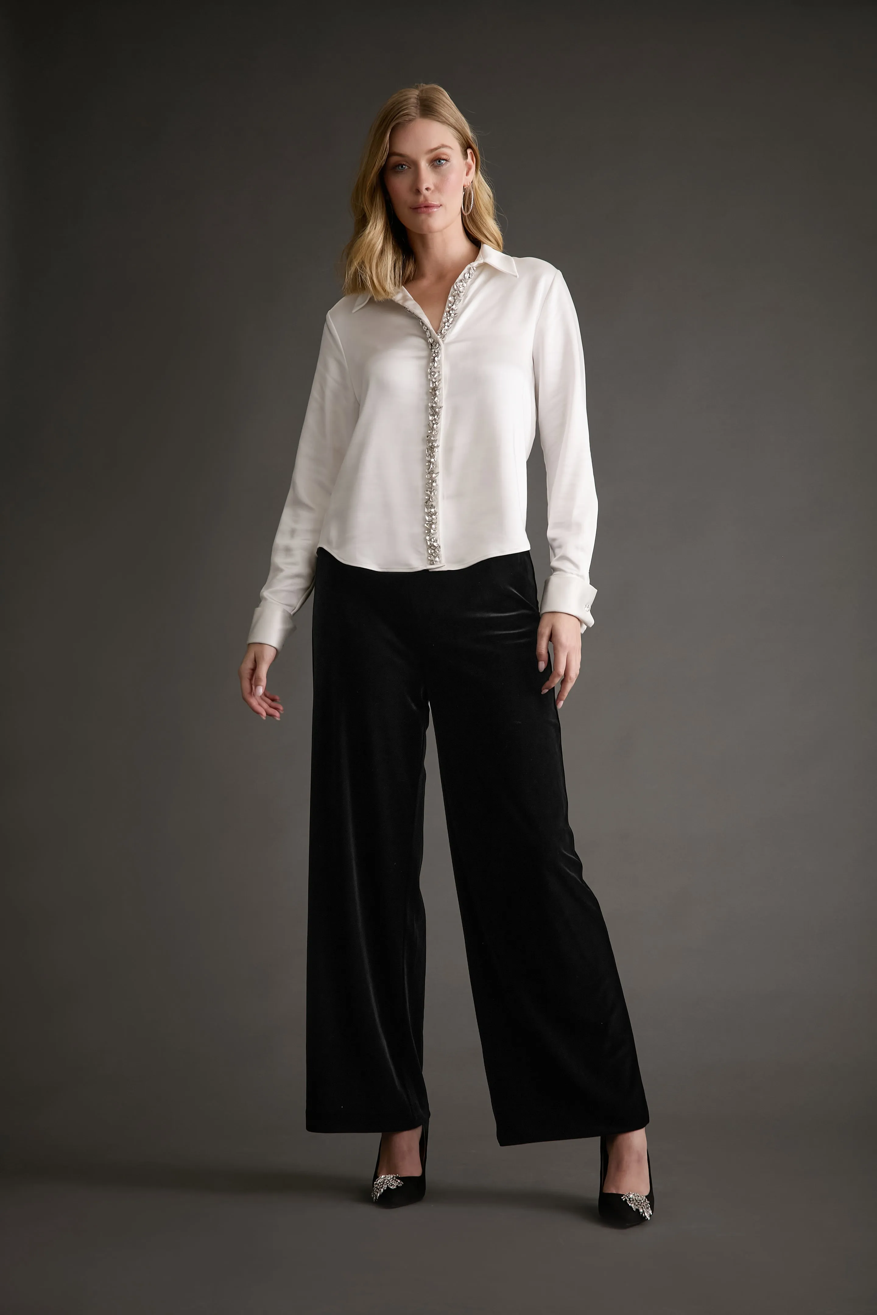 Roosevelt Jeweled Placket Long Sleeve Top sold by Maggy London product image thumbnail 2