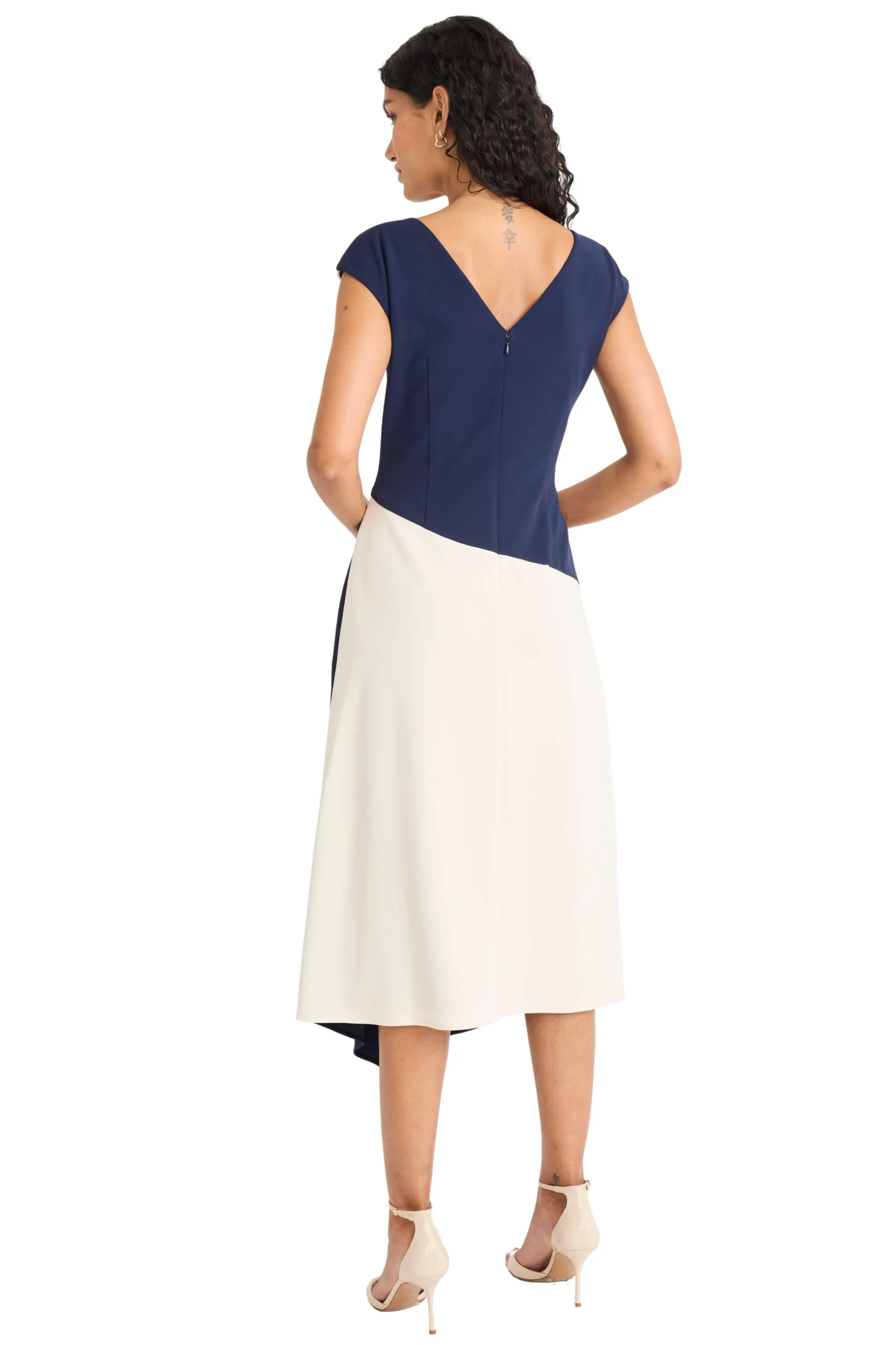 Sofia Asymmetrical Color Block Cap Sleeve Midi Dress sold by Maggy London product image thumbnail 2