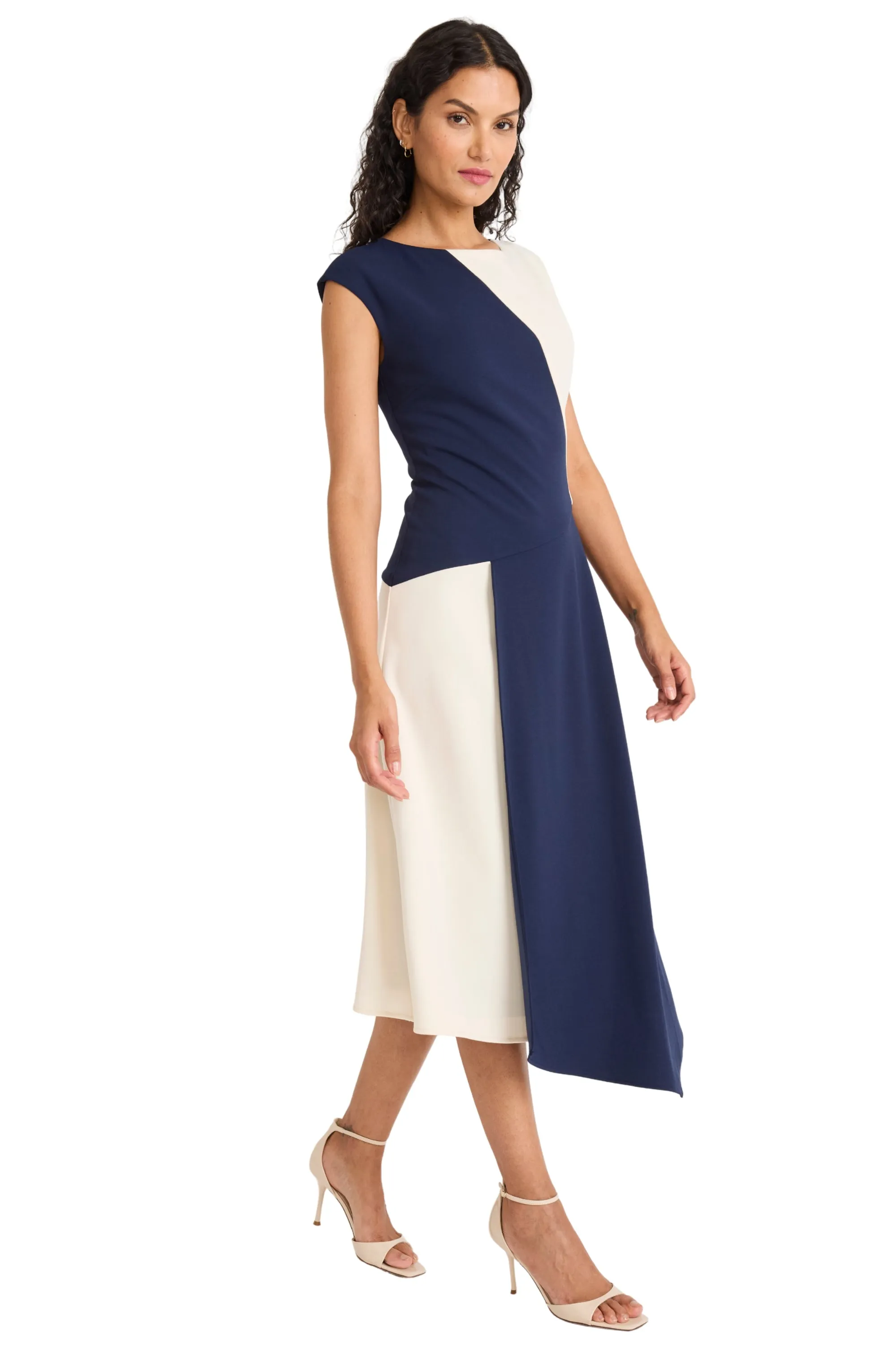 Sofia Asymmetrical Color Block Cap Sleeve Midi Dress sold by Maggy London product image thumbnail 3
