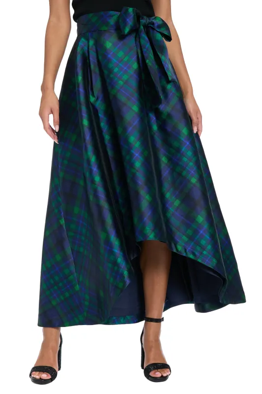 Roosevelt Voluminous Plaid Tie-Front Skirt sold by Maggy London