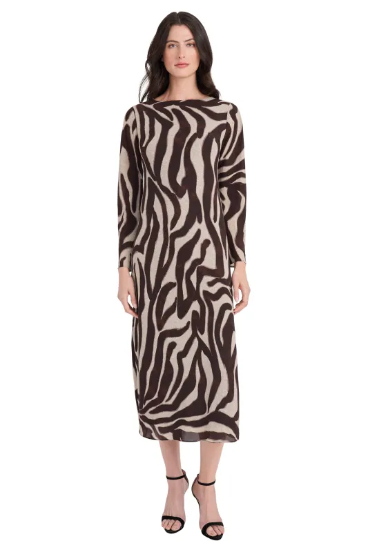 Helga Printed Knit Long Sleeve Midi Dress made by Donna Morgan