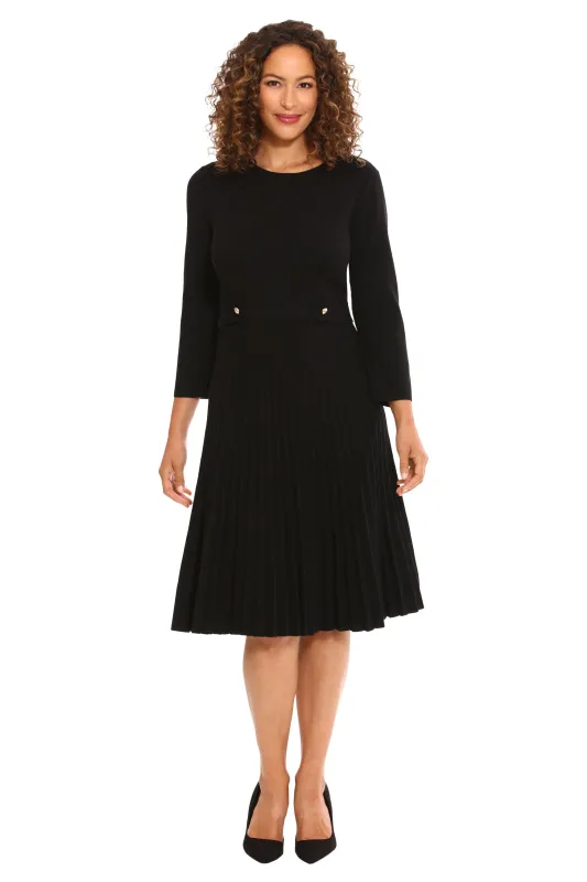 Ulani Side Tab Pleated Sweater Dress made by London Times