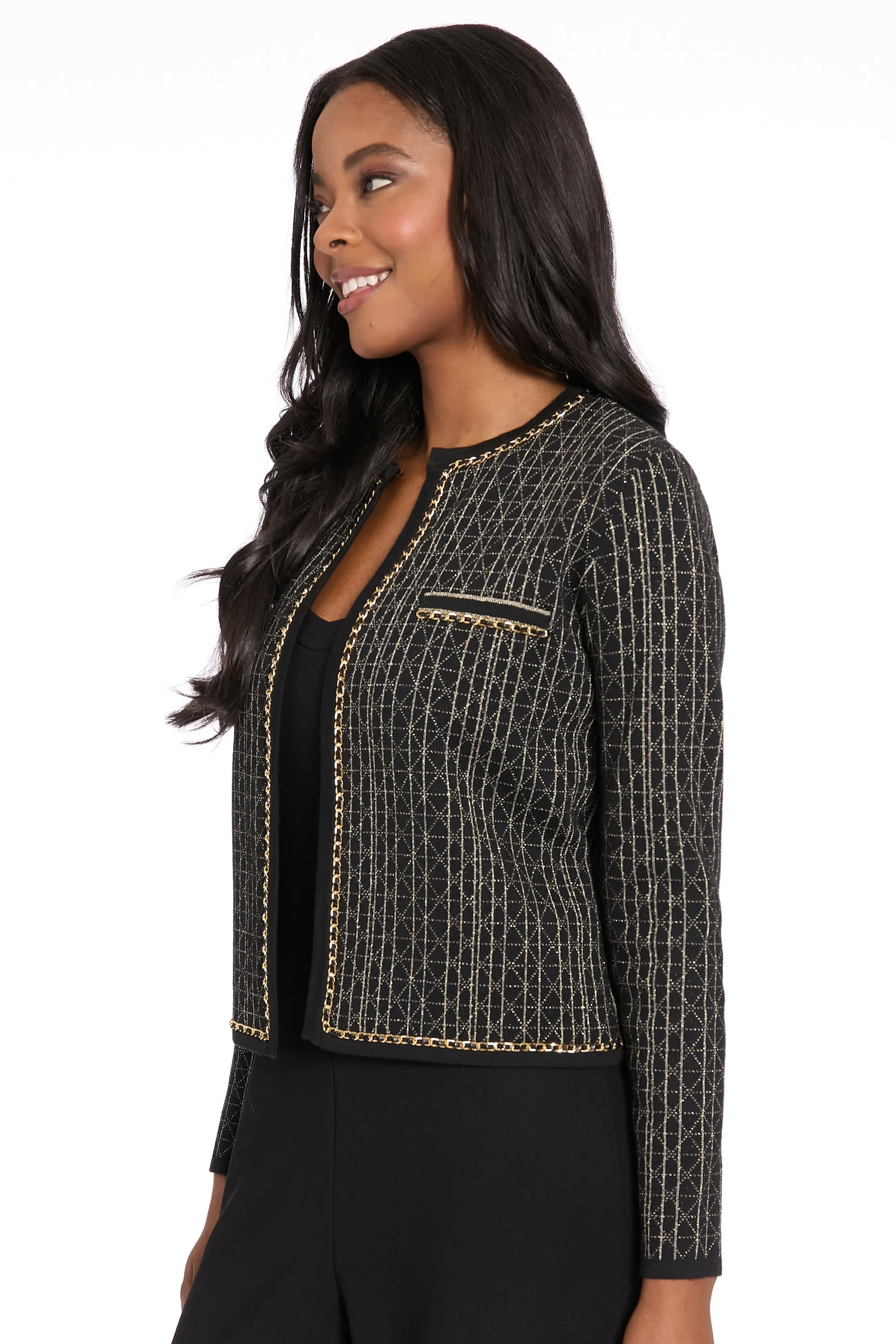 Earl Gold Chain Sweater Cardigan sold by Maggy London product image thumbnail 4