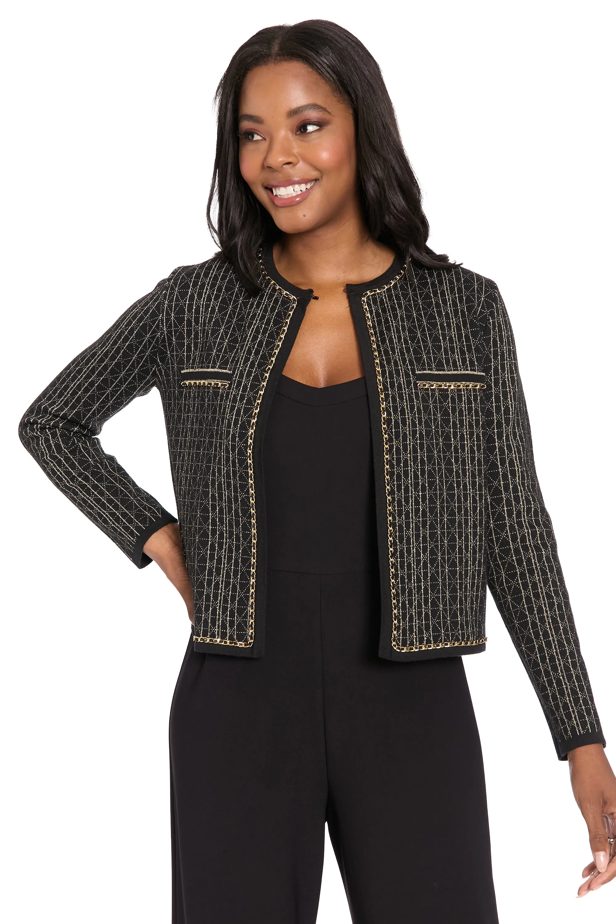 Earl Gold Chain Sweater Cardigan sold by Maggy London product image thumbnail 3