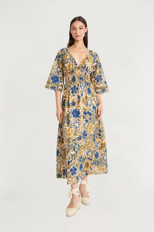 Simon Floral V-Neck Midi Dress sold by Maggy London