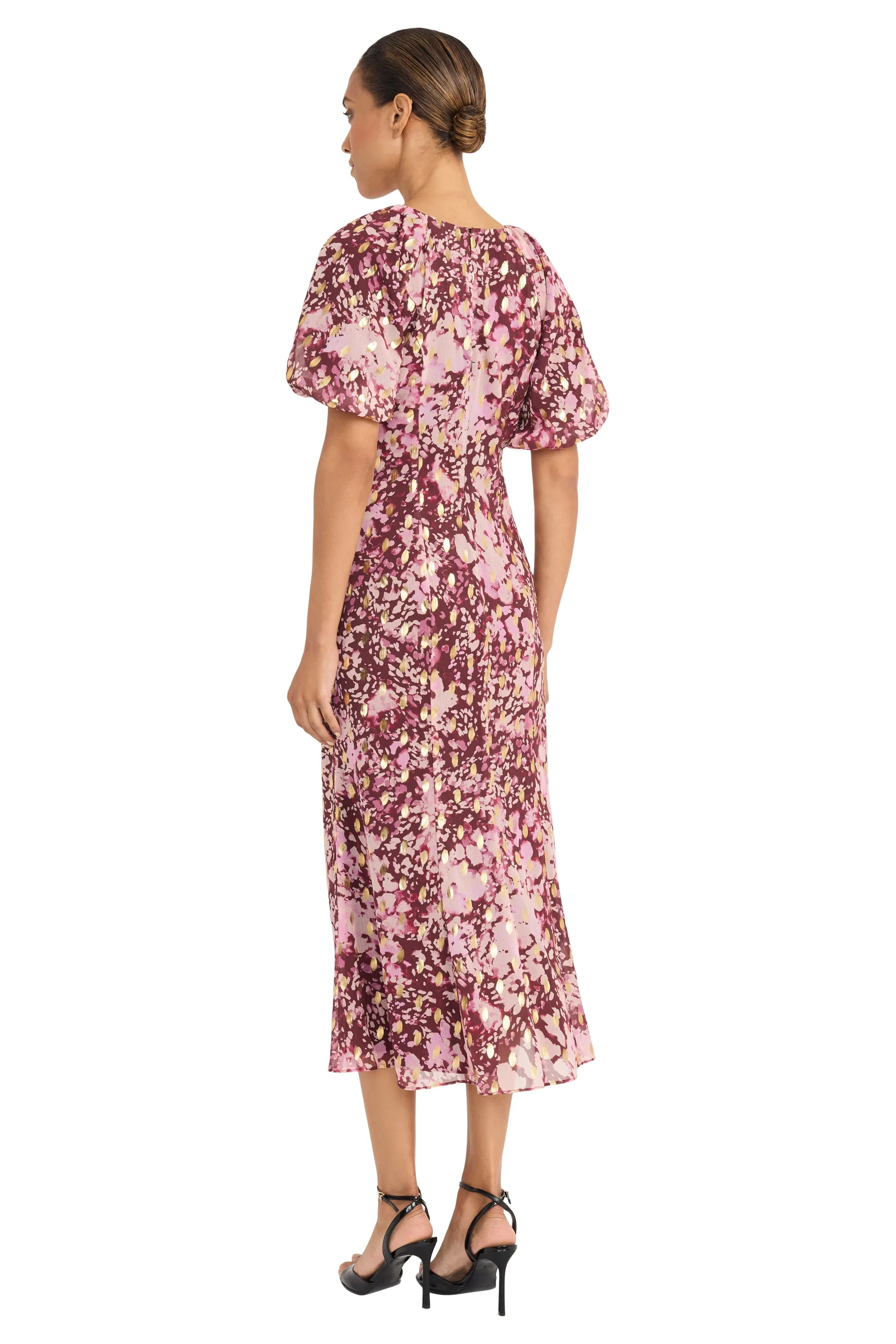 Kiki Puff Sleeve Midi in Abstract Fauna sold by Maggy London product image thumbnail 2