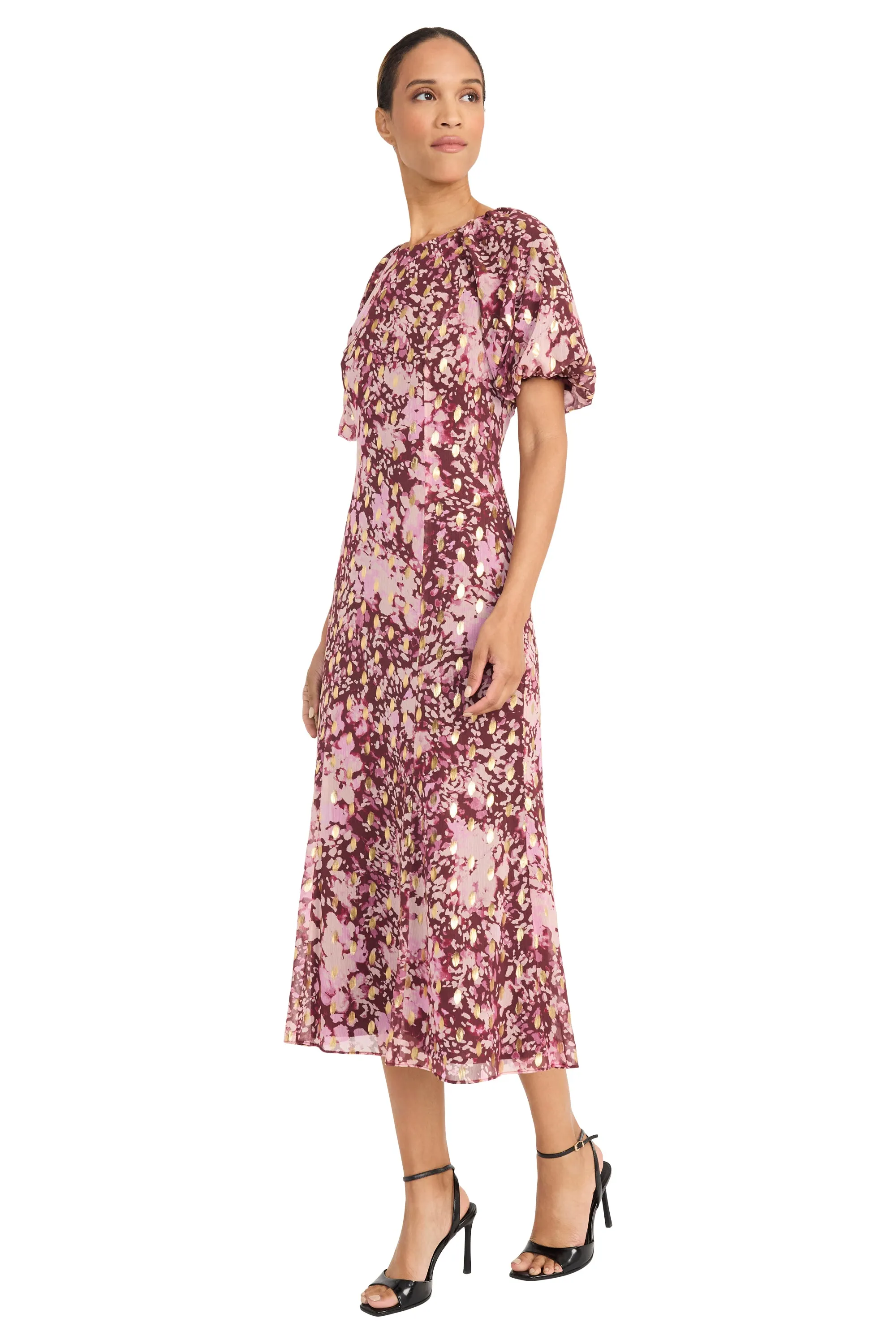 Kiki Puff Sleeve Midi in Abstract Fauna sold by Maggy London product image thumbnail 3