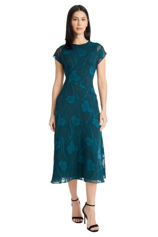 Rhonda Dolman Midi in Pansies Jacquard sold by Maggy London