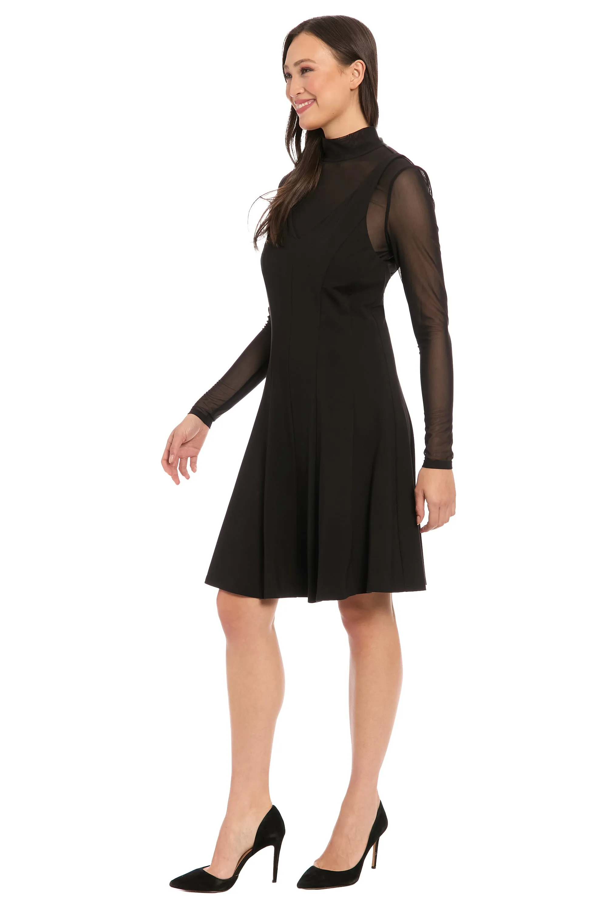 Elsbeth Sheer Mock Neck Fit & Flare sold by Maggy London product image thumbnail 5