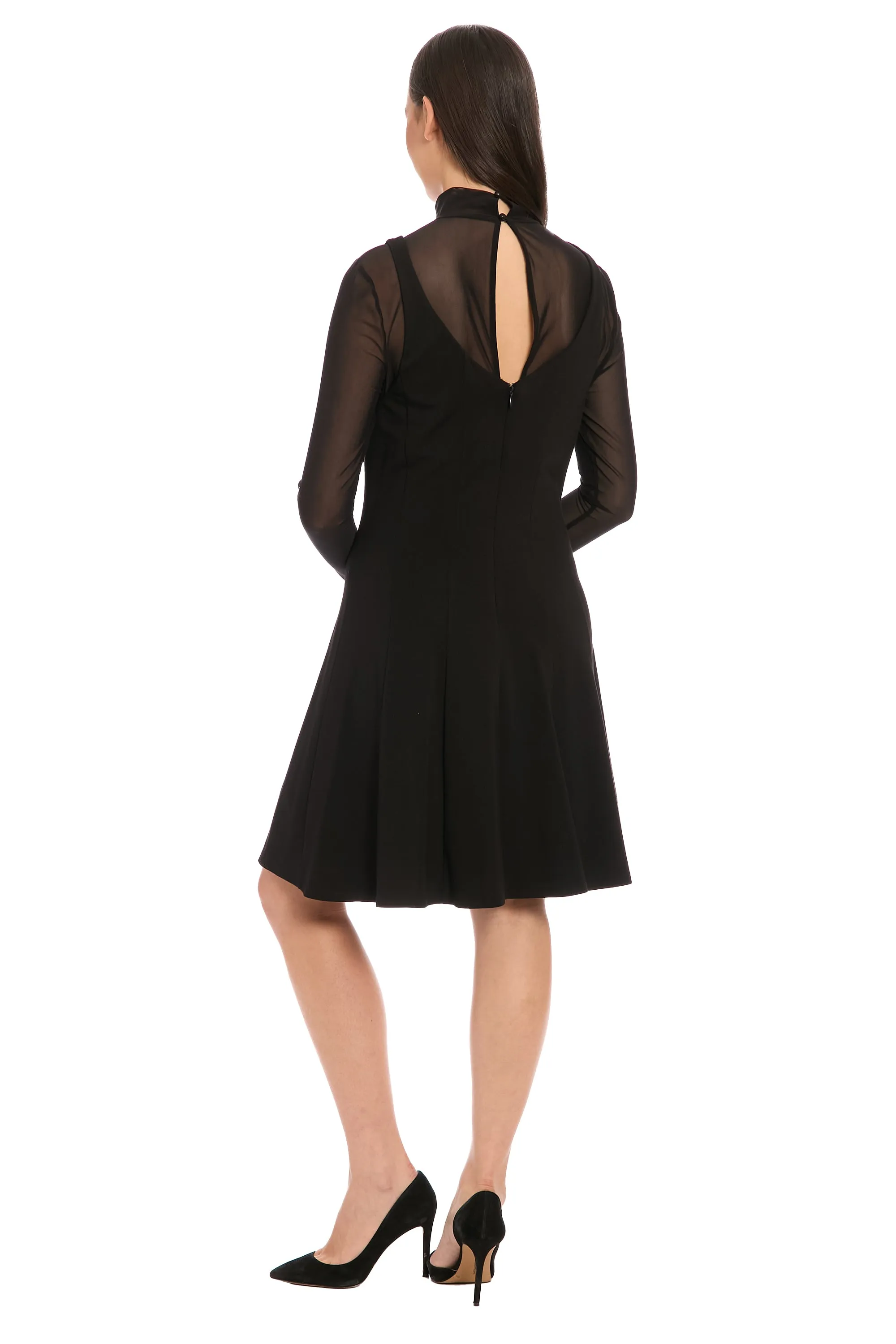 Elsbeth Sheer Mock Neck Fit & Flare sold by Maggy London product image thumbnail 2