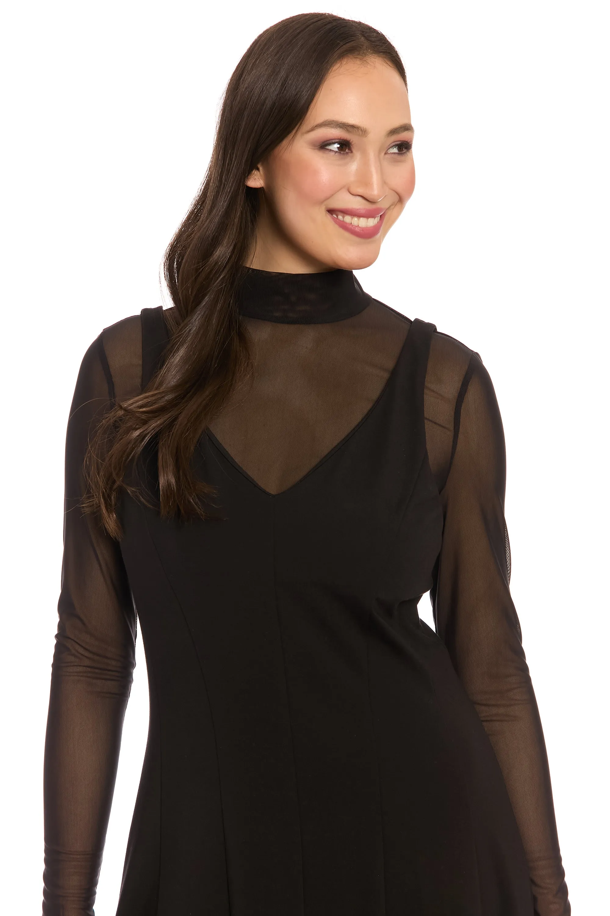 Elsbeth Sheer Mock Neck Fit & Flare sold by Maggy London product image thumbnail 4