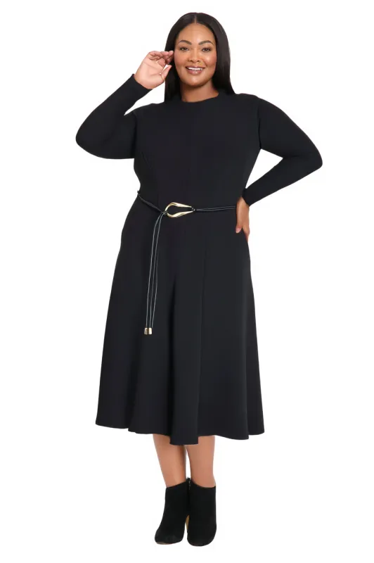 Elea Long Sleeve Midi Dress with Belt sold by Maggy London