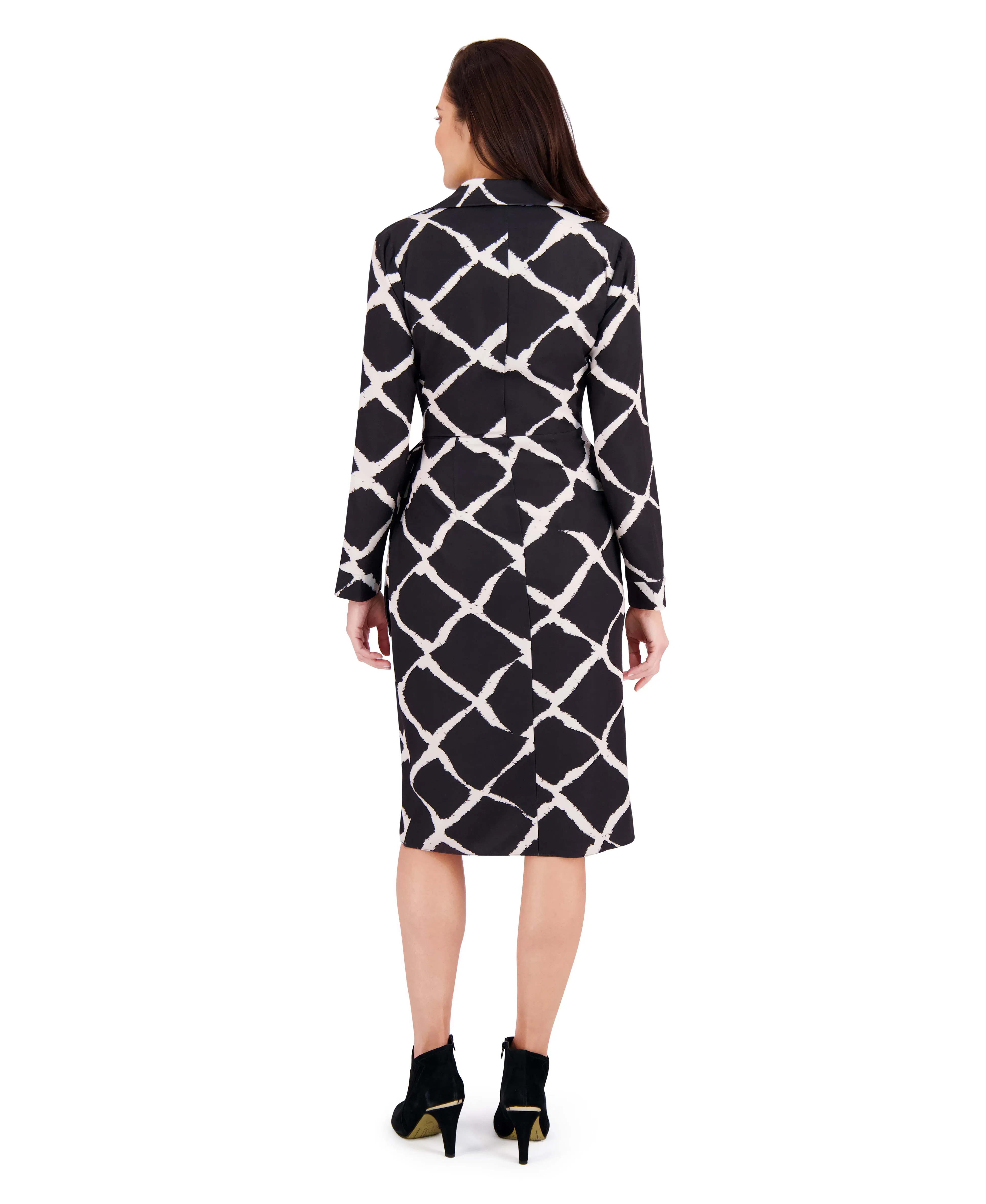 Rhea Collared Side Tie Midi in Bias Plaid sold by Maggy London product image thumbnail 5