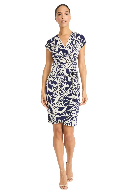 Ellison Wrap Dress in Rosebud Stencil made by Maggy London