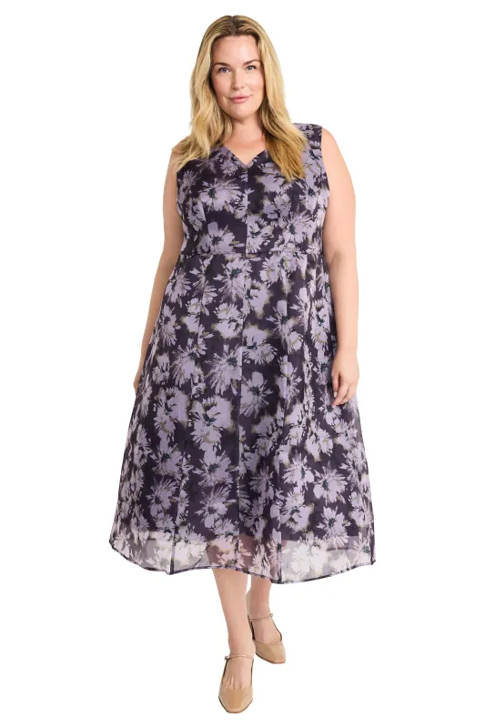 Milly Floral V-neck Midi Dress sold by Maggy London