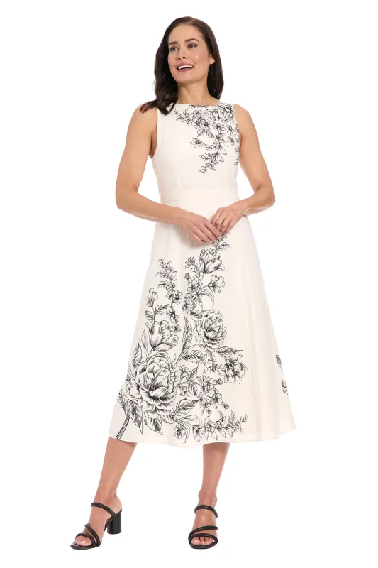 Debbie Sleeveless Graphic Print Midi Dress sold by Maggy London