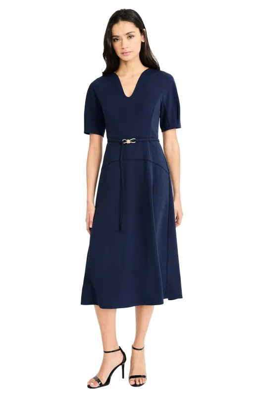 Nathalia Belted V-Neck Midi Dress sold by Maggy London
